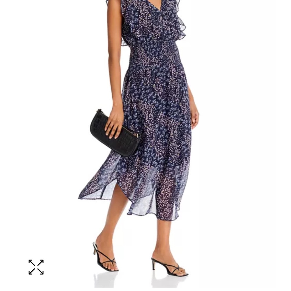 Aqua Floral Dress: purple-ish w multi colored flowers Size Small.